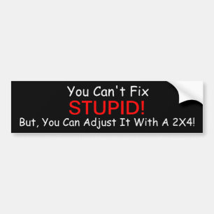 Je kunt geen stomme dingen oplossen. Maar je kunt Bumpersticker