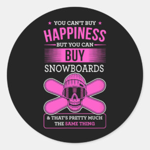 Je kunt geluk niet kopen, maar je kunt snowboards  ronde sticker