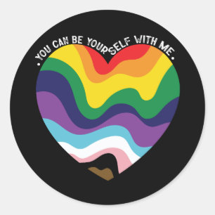 Je kunt jezelf zijn bij mij LGBT Transgender Homo Ronde Sticker