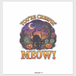 Je laat me schrikken Halloween Zwarte Kat Pompoene Sticker