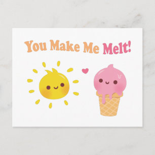 Je laat me smelten, zon en ijs, liefdeshumor briefkaart