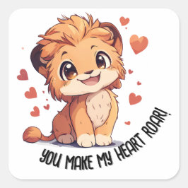 Je laat mijn hart brullen! Baby Lion Valentijnsdag Vierkante Sticker