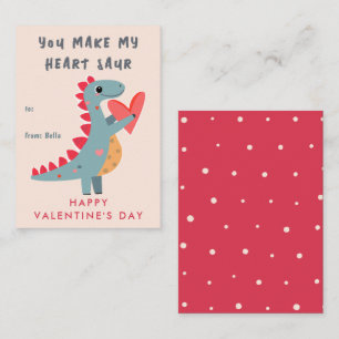 Je laat mijn Hart Saur Dinosaur Pun Valentijn zijn Notitiekaartje