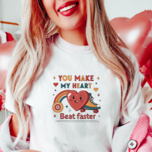Je laat mijn hart sneller kloppen, leuke retro vel t-shirt