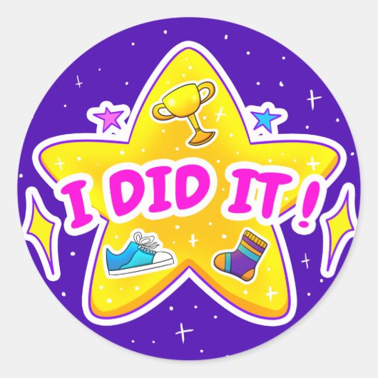 Je L'Ai Fait Bleu Classic Sticker Rond (Devant)