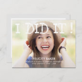 Je L'Ai Fait ! Faire-part de diplôme - Blanc (Devant / Derrière)