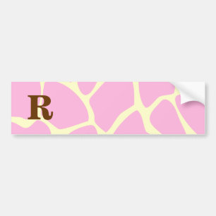 Je Letter Custom Monogram. Roze Giraffe afdrukken. Bumpersticker