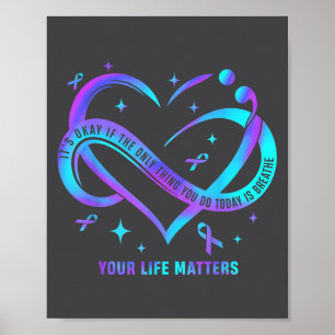 Je leven S Zelfmoordpreventie Teal Paarse Hart R Poster