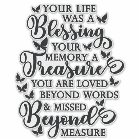 Je leven was een bloeiend vlindermonument sticker (Voorkant)