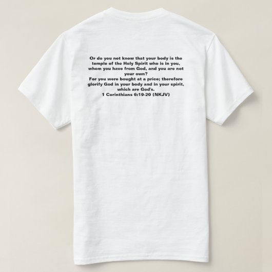 Je lichaam is een tempel t-shirt (Design achterkant)