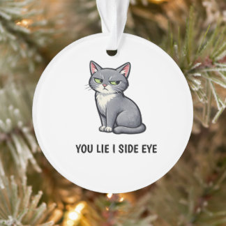 Je liegt, ik kijk scheef Grappige Grijze Kat Citaa Ornament