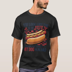 Je Lijkt Op 4 Juli Retro Hotdog Patriottisch M T-shirt