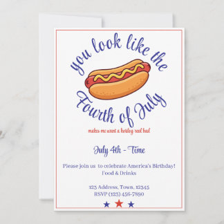 Je Lijkt Op De Vierde Juli Hot Dog Feest Uitnodigi Kaart