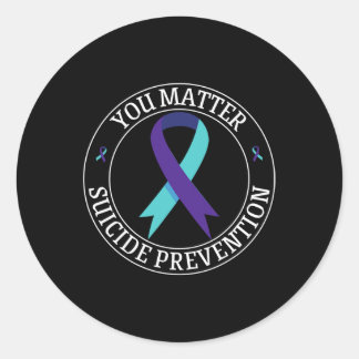 Je lint Blauwgroen en Paarse Suicide Prevention Aw Ronde Sticker