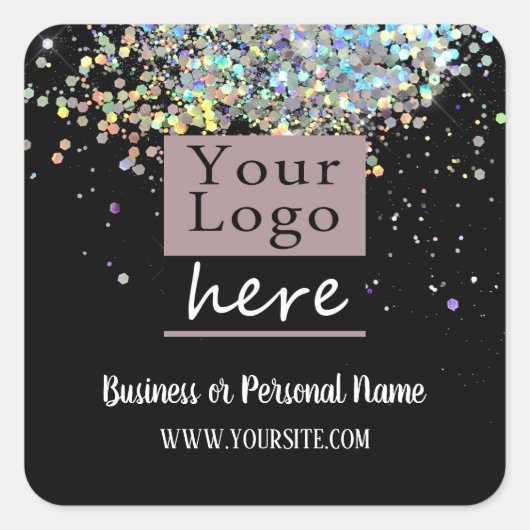 Je Logo aangepaste business regenbooglitter Vierkante Sticker (Voorkant)