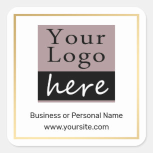Je Logo, aangepaste Faux Gold Border Vierkante Sticker