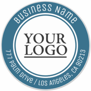 Je Logo Art Foto, Bus. Naam Adres, Ocean Blue Sticker