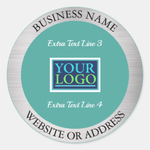 Je Logo bus. Promo, Info, Silver Metal & Blauwgroe Ronde Sticker