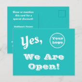 Je Logo Direct Mail We zijn open Adverteren Briefkaart (Voorkant / Achterkant)