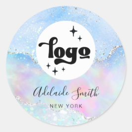 je logo faux glitter ronde sticker