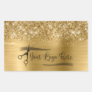 Je Logo Glitterig Goud Glamour Rechthoekige Sticker