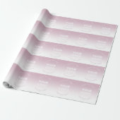 Je Logo | Modern Stof Roze & Witte Ombre Cadeaupapier (Uitgerold)