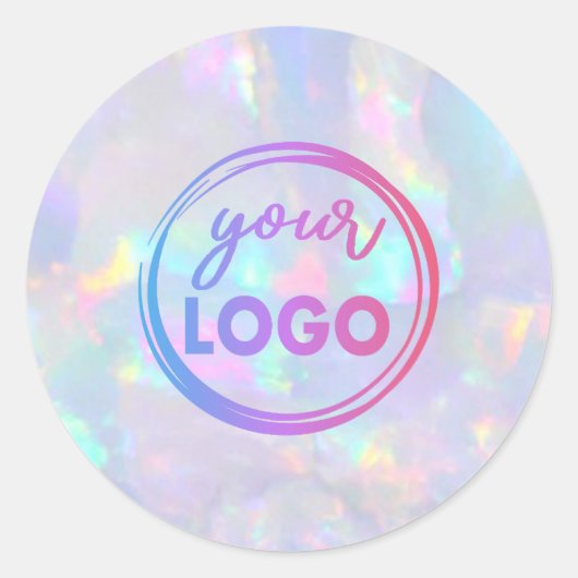 je logo op pastel opal gemstone ronde sticker (Voorkant)