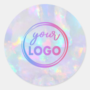je logo op pastel opal gemstone ronde sticker