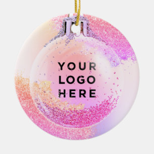 Je Logo roze meisje met kerst Keramisch Ornament