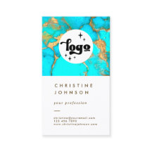 je logo turquoise - steen op wit visitekaartje