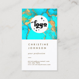 je logo turquoise - steen op wit visitekaartje