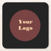 Je Logo Zwart Vierkante Kartonnen Onderzetter (Voorkant)