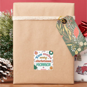 Je maakt elke kerst vrolijker Schattigee retro Vierkante Sticker