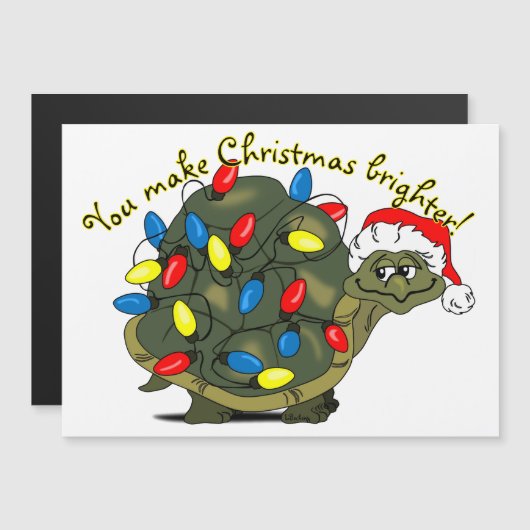 Je maakt Kerstmis mooier! Cartoon schildpadmagneet (Voorkant / Achterkant)