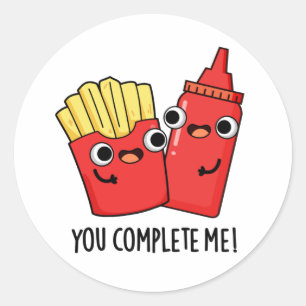 Je maakt me gek op Fries Ketchup Pun Ronde Sticker