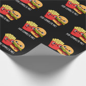 Je maakt me grappig, Burger Fries Pun Dark BG Cadeaupapier (Hoek)