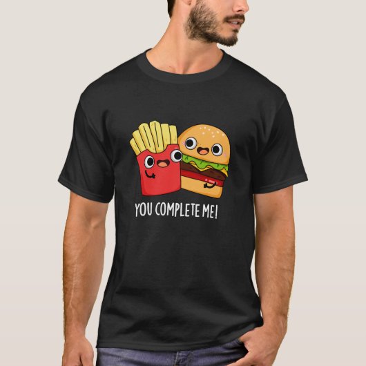 Je maakt me grappig, Burger Fries Pun Dark BG T-shirt (Voorkant)