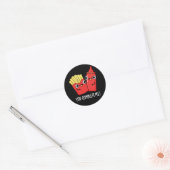Je maakt me grappig. Ketchup Pun Dark BG Ronde Sticker (Envelop)