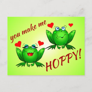 Je maakt me Hoppy Schattige Vrolijke Groene Kikker Briefkaart