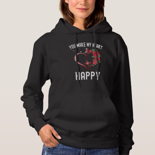 Je maakt mijn hart blij Hart Vlinder Valentijn Hoodie (Voorkant)