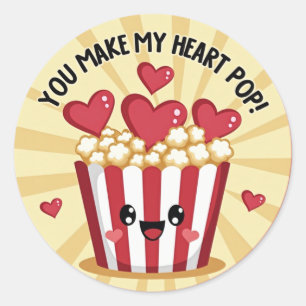 Je maakt mijn hart Pop! Sticker van Popcorn Valent