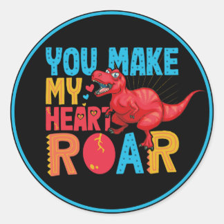 Je maakt Mijn Hart Roar Dinosaurus Valentijnsdag K Ronde Sticker