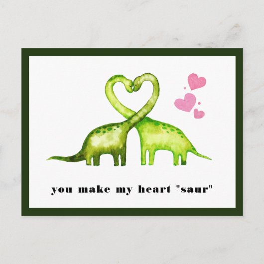 Je maakt mijn hart "Saur" | Cute Dinosaur Briefkaart (Voorkant)