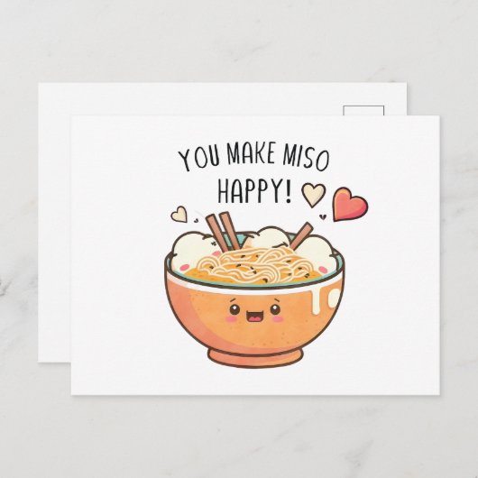"Je maakt Miso blij" Kawaii soep kom Briefkaart (Voorkant / Achterkant)