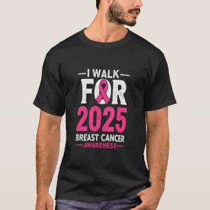 Je marche pour 2025 Cancer du sein T-shirt masculi