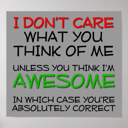 Je m'en fiche, je suis formidable !  Affiche drôle (Devant)