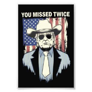 Je miste twee keer Western Trump Cowboy Trump 2024 Foto Afdruk