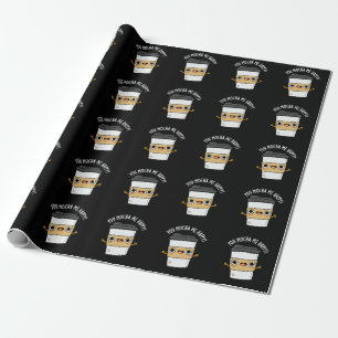Je Mocha me Happy Funny Coffee Pun Dark BG Cadeaupapier