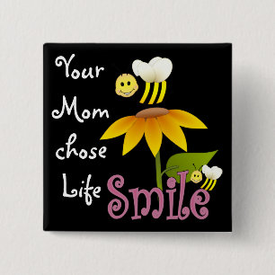 Je moeder koos het leven vierkante button 5,1 cm
