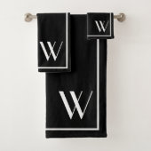 Je monogram in zwart-wit bad handdoek (Insitu)